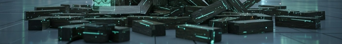 futuristic jenga tower falling